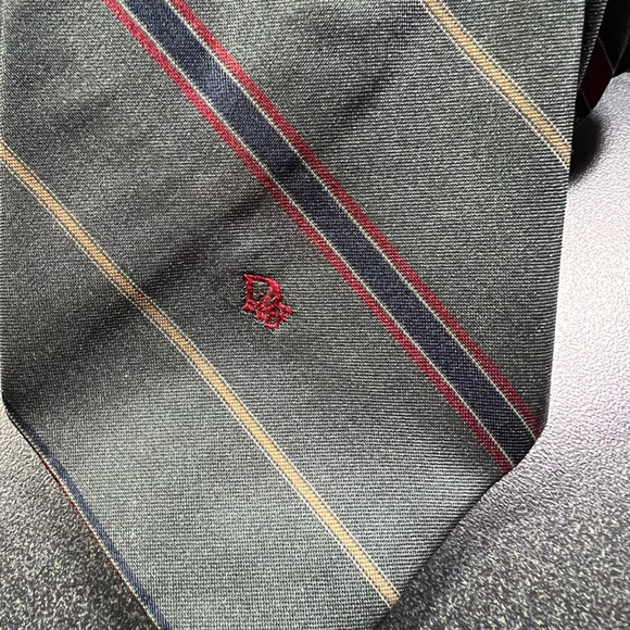 Christian Dior Mens Tie Necktie Multicolor Stripe Tied Wide Classic USA Short - Picture 2 of 9
